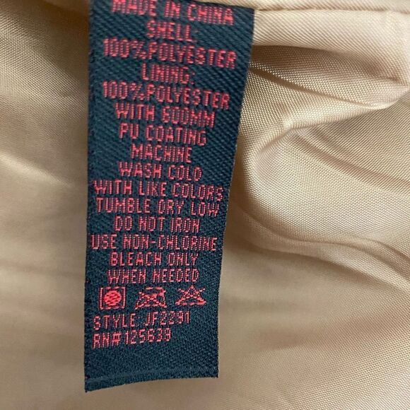 Yoki Tan High Collar Snap/Zipper Drawstring Waist Coat - Picture 6 of 6